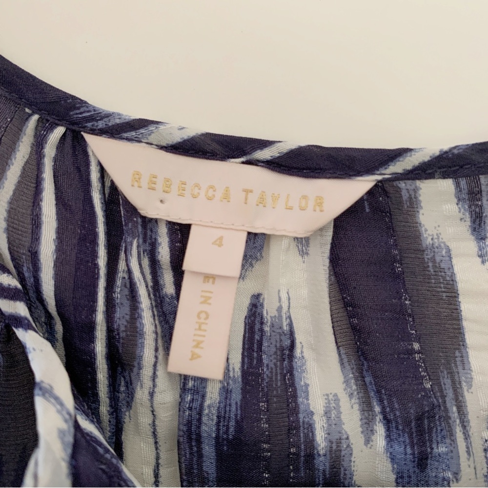 Rebecca Taylor Blue Ikat Silk Dress Sz 4 - Picture 7 of 10